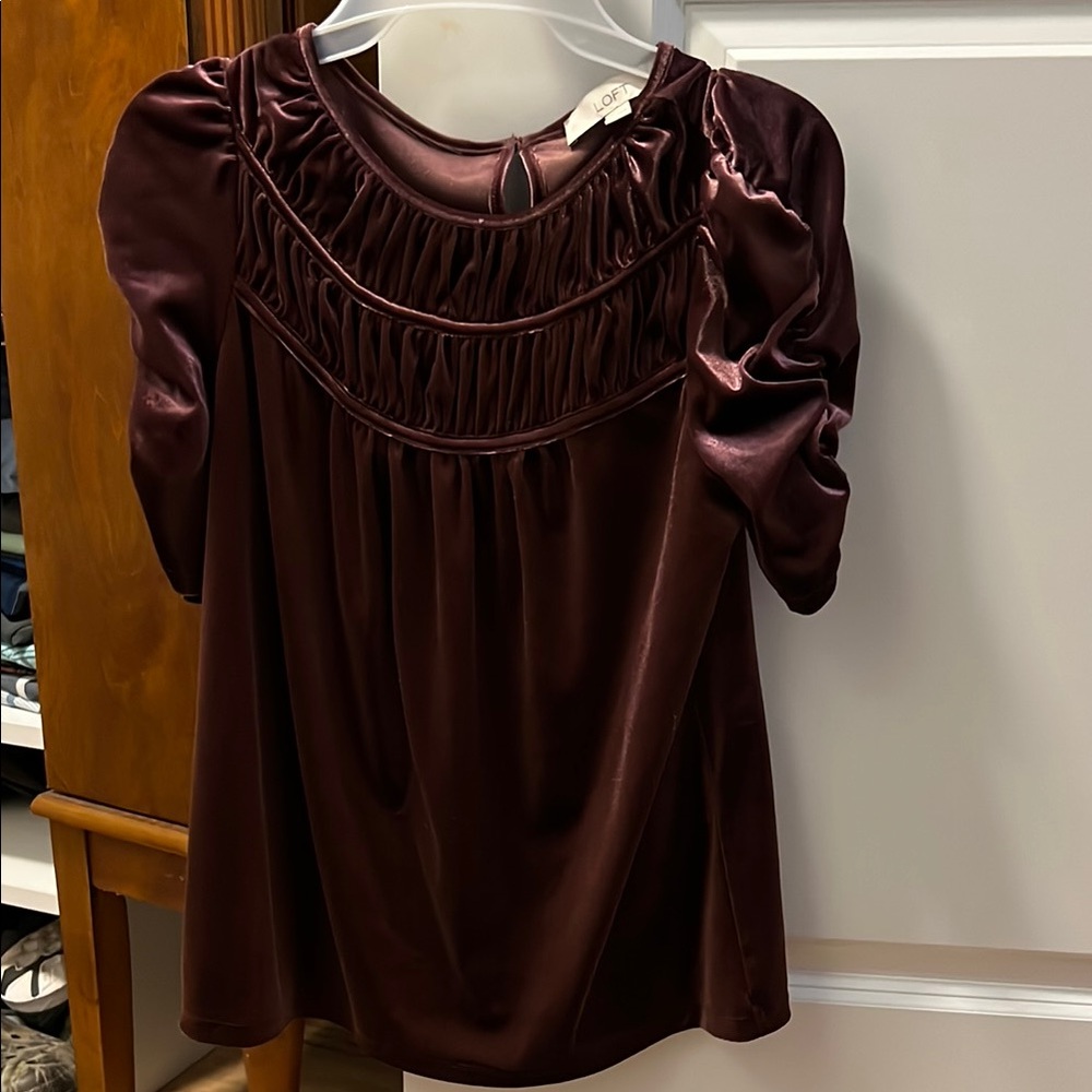 LOFT Women's Burgundy Velvet Top